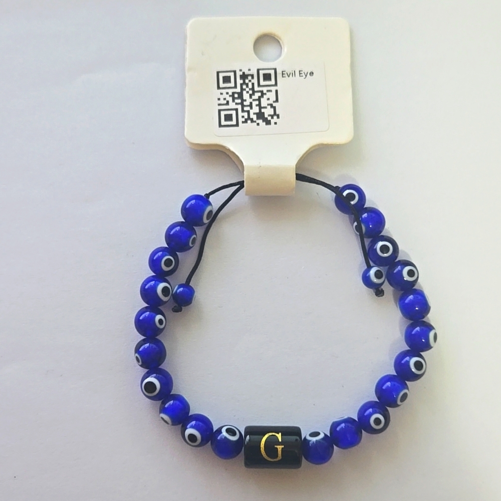 Evil Eye Gem Stone Bracelet Letter G